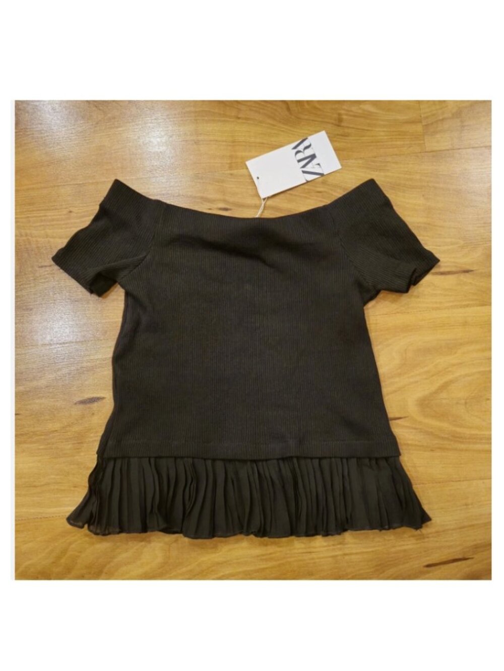 Zara Ruffle Smocked Crop Top Womenโs Size S NWT